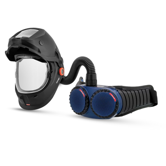 Komplett hegesztőpajzs és szűrtlevegős légzésvédő készlet – Omnira COMBI air pajzs + AerGO® szűrtlevegős légzésvédő